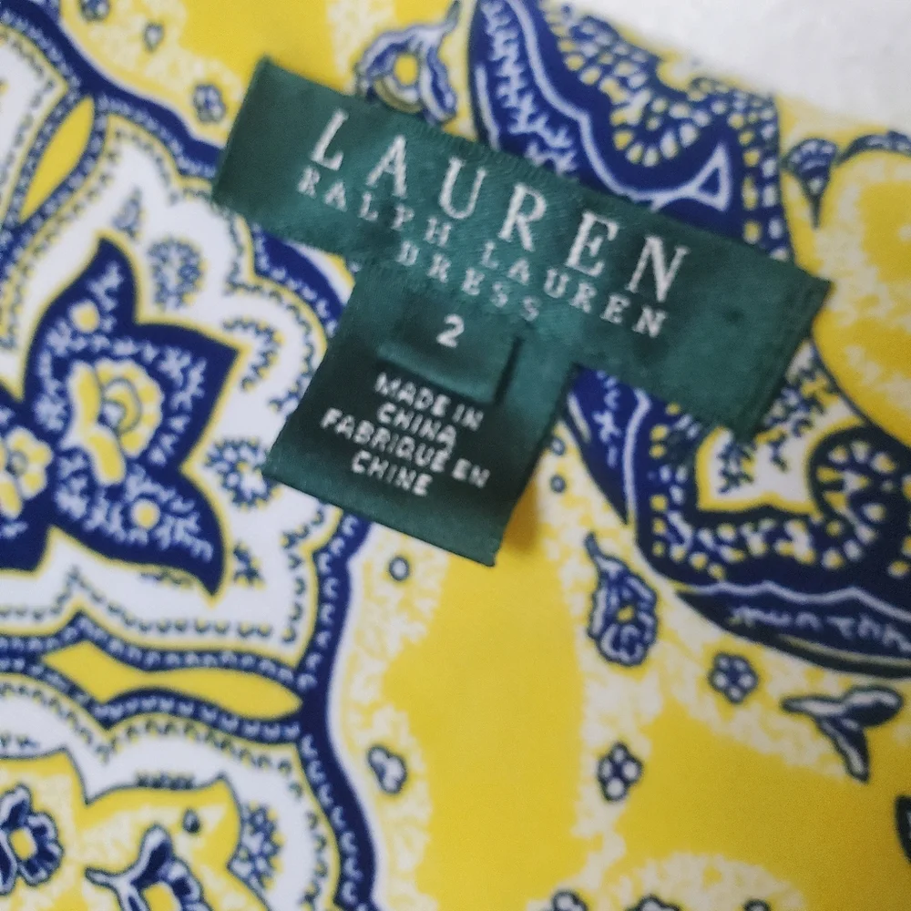 Ralph Lauren‎ NWT Starlight Yellow & Blue Paisley Surplice Dress